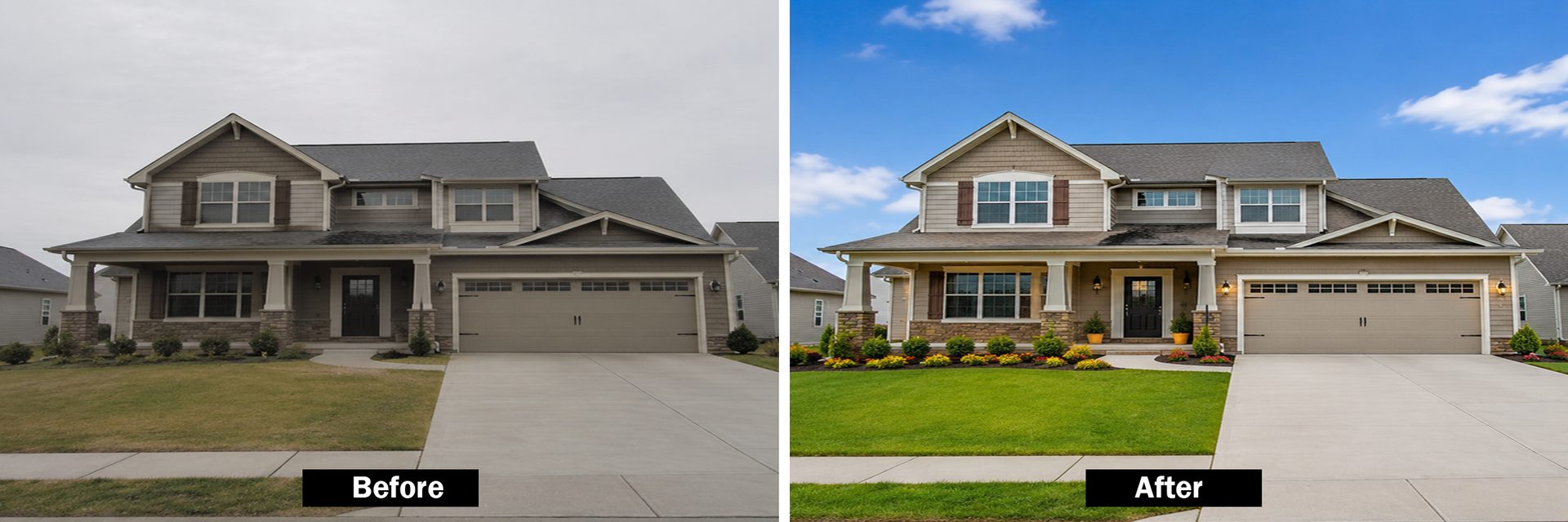 Real estate photo before and after color correction and image enhancement by Retouchiva